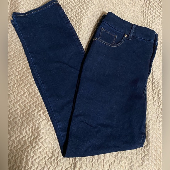 Chico's Denim - Chico’s Girlfriend Slim Leg Jeans - Dark Blue Stretch Waist 8S/ Chicos 1S